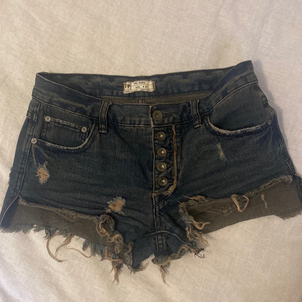 Free People dark distressed shorts